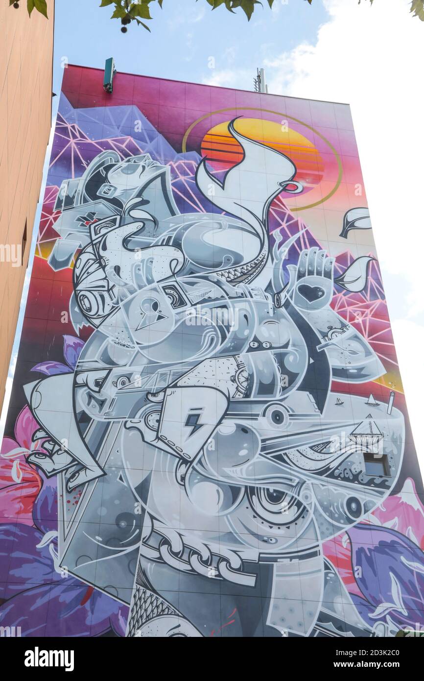 LE 13ÈME QUARTIER EN PLEIN AIR MUSÉE D'ART DE LA RUE À PARIS Banque D'Images