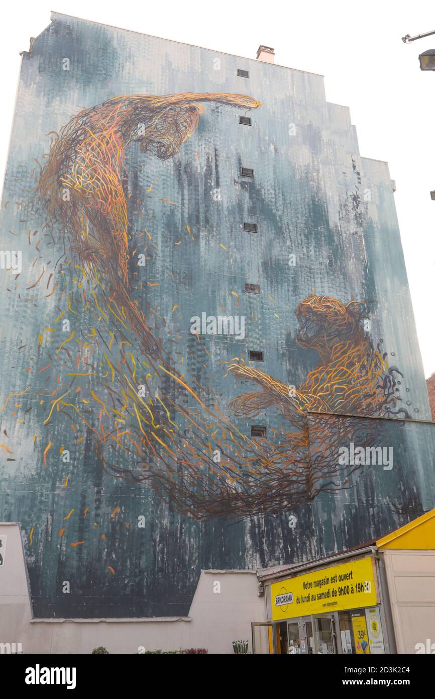 LE 13ÈME QUARTIER EN PLEIN AIR MUSÉE D'ART DE LA RUE À PARIS Banque D'Images