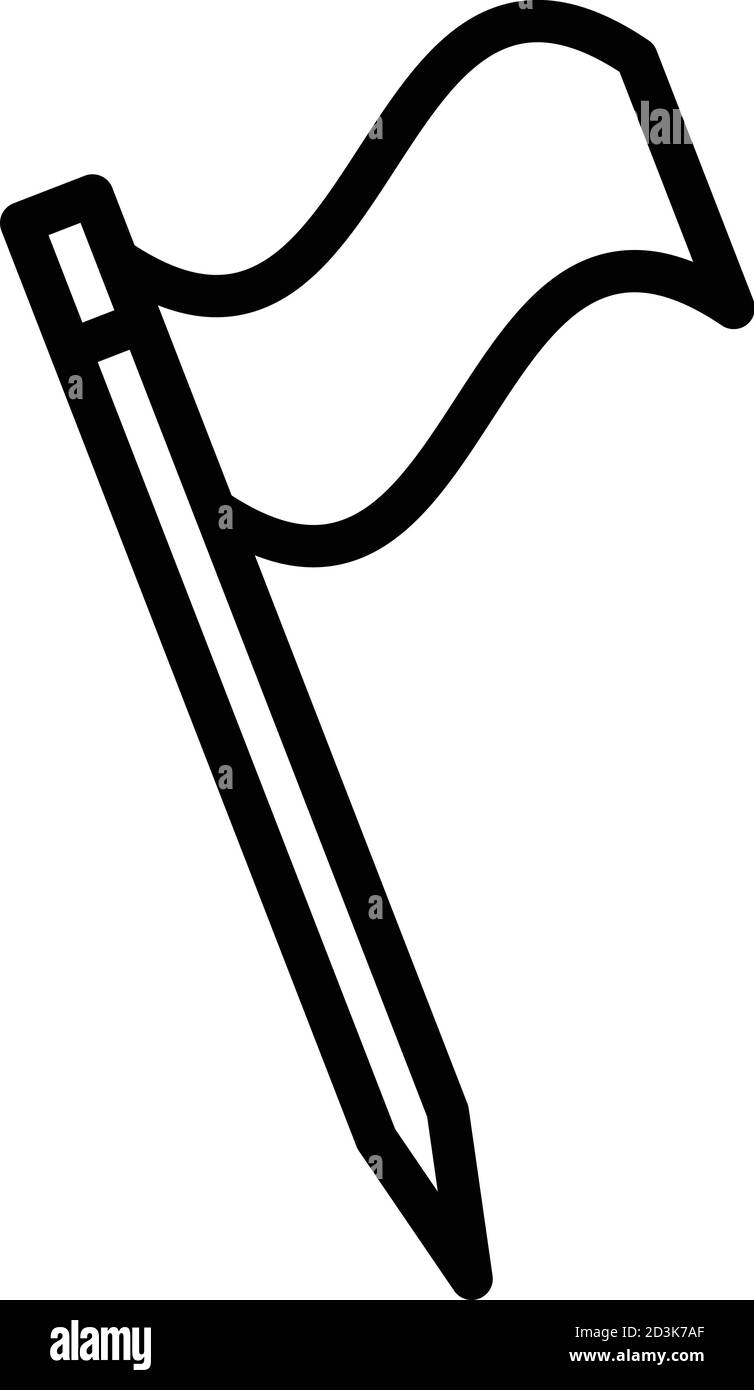 Drapeau, icône en forme de cure-dent, style contour Illustration de Vecteur