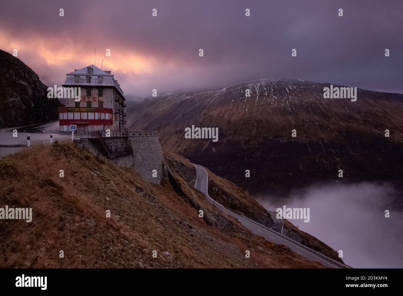 Abandomed Hotel Belvedere, Col de Furka, Suisse Banque D'Images