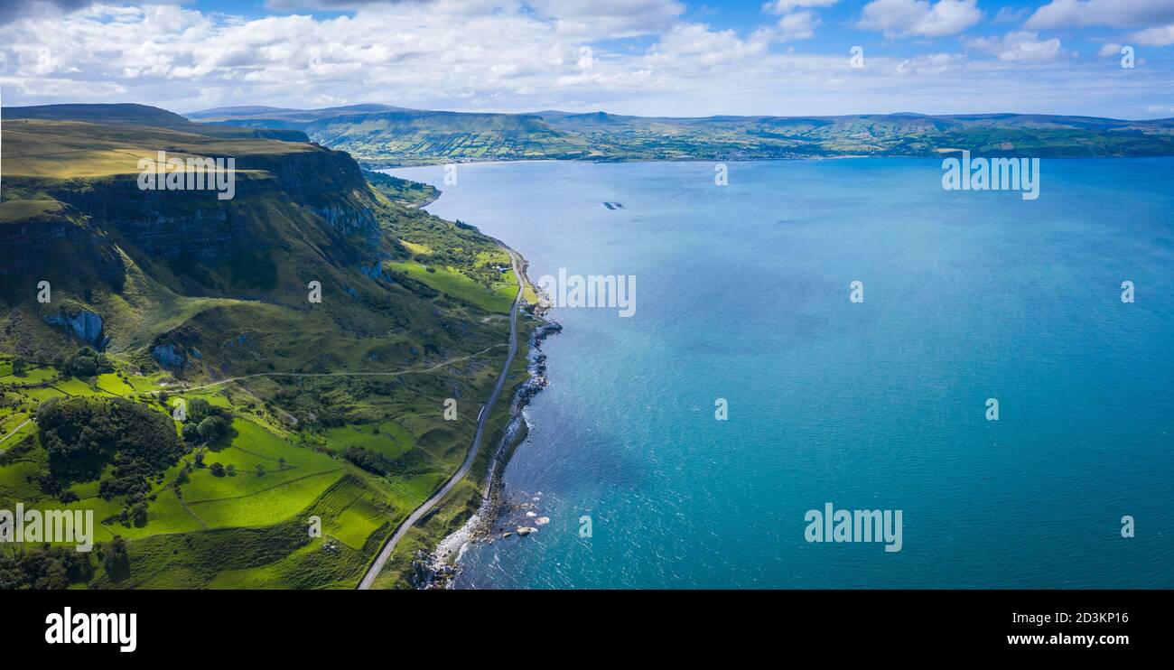 Antrim Coast Road Aerial, Irlande du Nord Banque D'Images