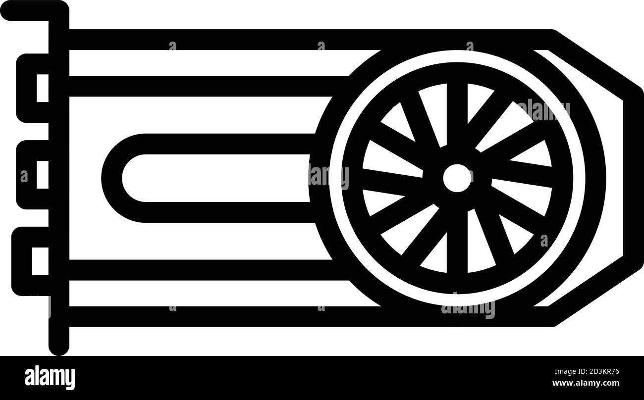 Icône de carte graphique d'ordinateur, style de contour Illustration de Vecteur