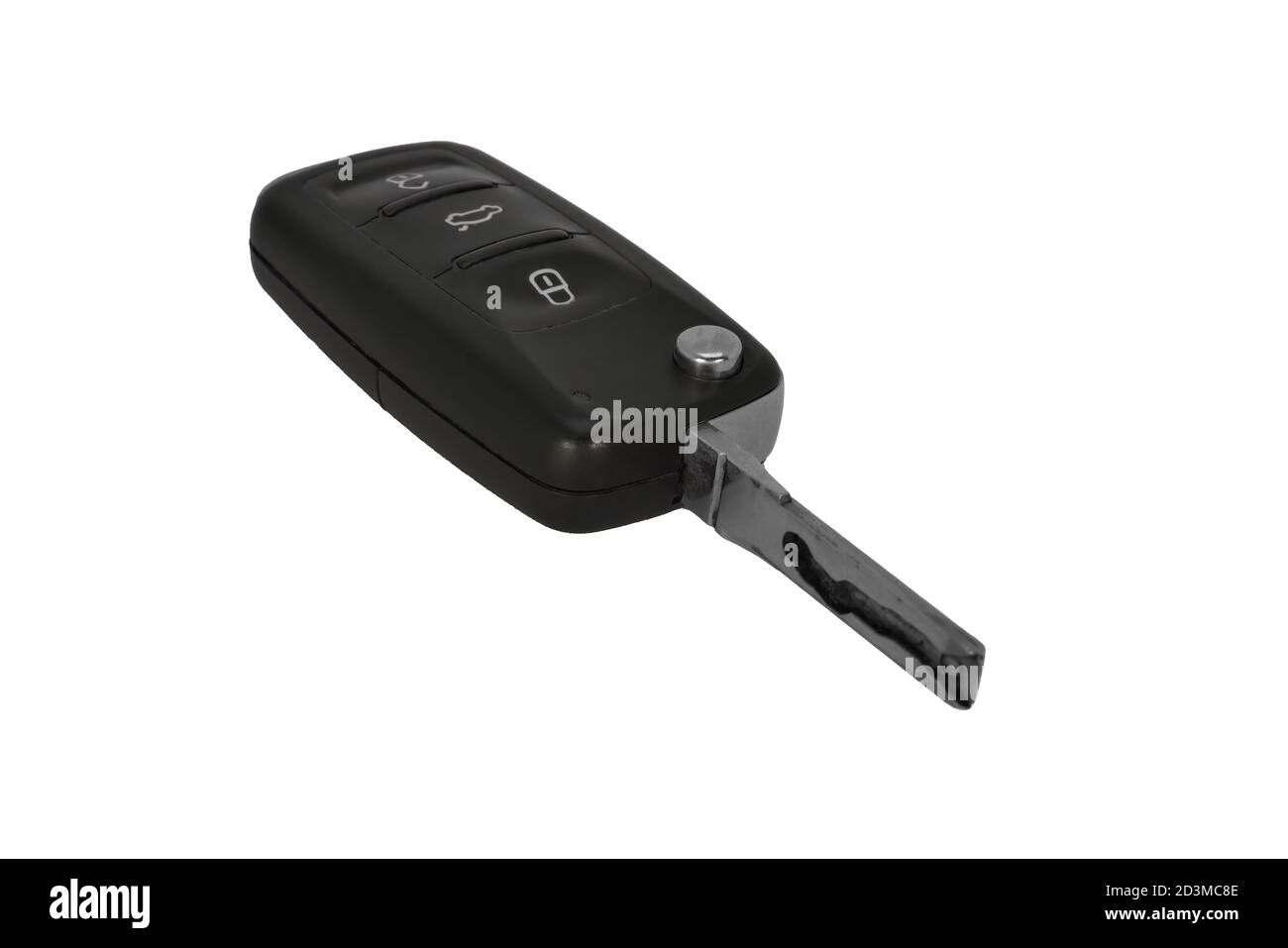 Le porte-clés de la voiture s'isole sur fond blanc. Banque D'Images
