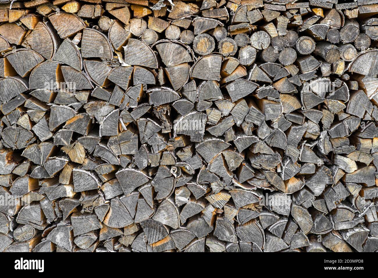 Le bois de chauffage est couché dans un gros plan de pile de bois. Texture du bois Banque D'Images