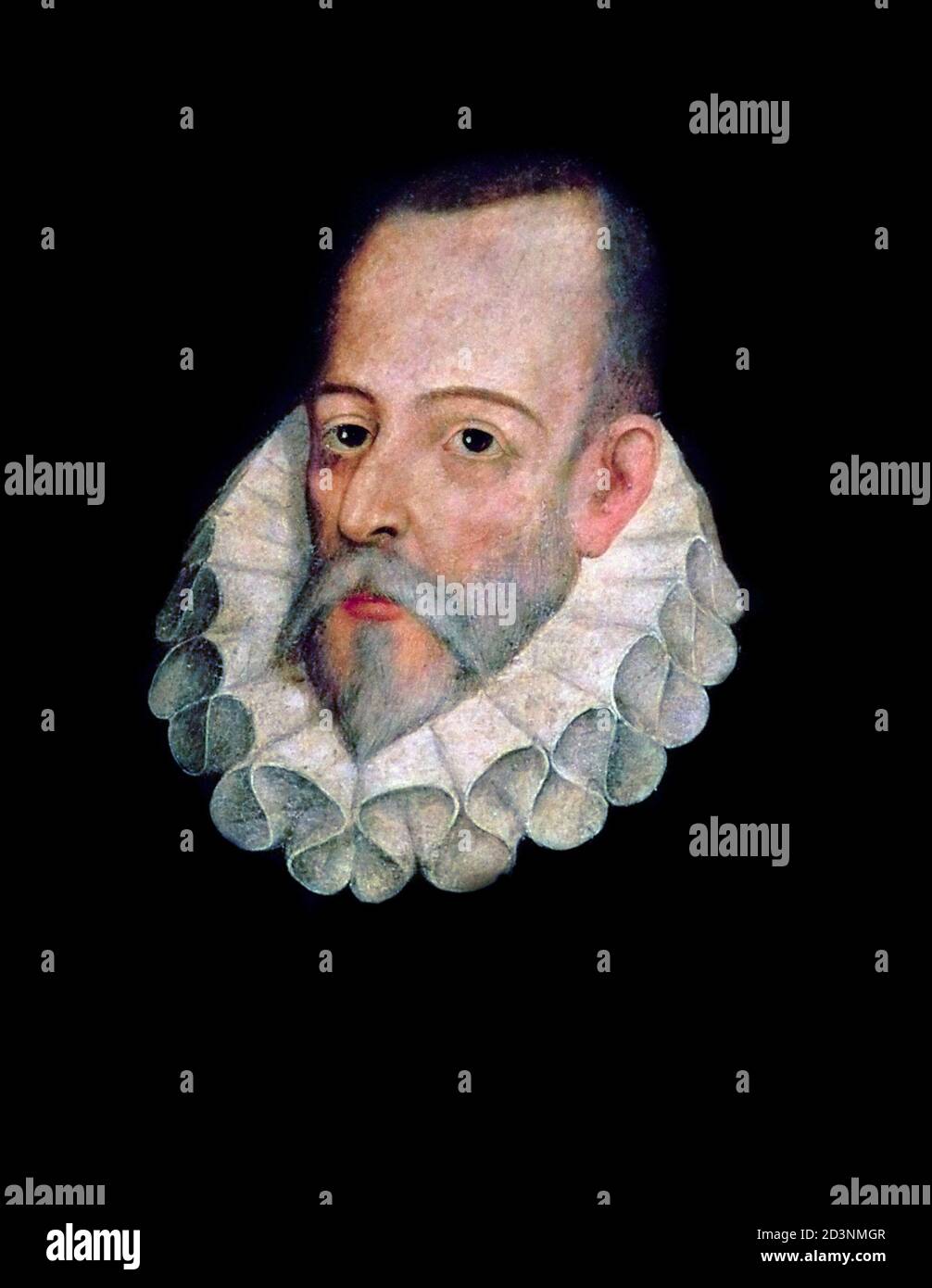 Cervantes. Portrait de l'écrivain espagnol de l'âge d'or, Miguel de Cervantes Saavedra (1547-1616), attribué à Juan de Jáuregui y Aguilar, huile sur panneau, c. . Banque D'Images