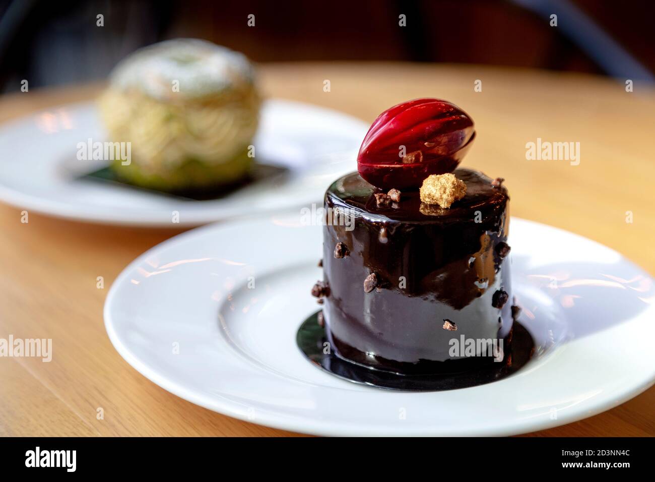 Mousse au chocolat, beaux gâteaux artisanaux Odette Tea Room, Varsovie, Pologne Banque D'Images