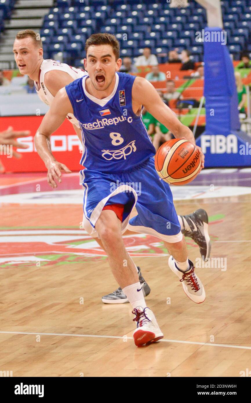 Tomas Satoransky - équipe de basket-ball de la République tchèque. Tournoi OQT FIBA Belgrade 2016 Banque D'Images