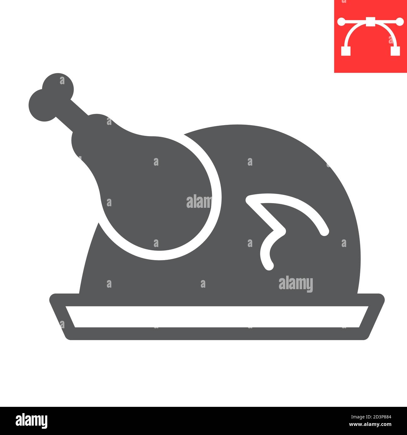 Icône de glyphe de dinde rôtie, action de grâce et dîner, graphiques vectoriels de signe de poulet rôti, icône de trait plein modifiable, eps 10. Illustration de Vecteur