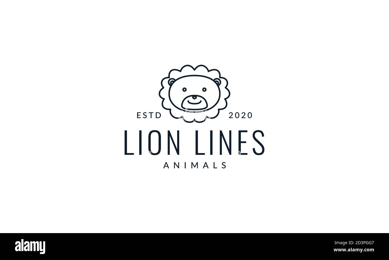 Bebe Lion Ligne Tete Visage Sourire Mignon Logo Illustration Vectorielle Image Vectorielle Stock Alamy