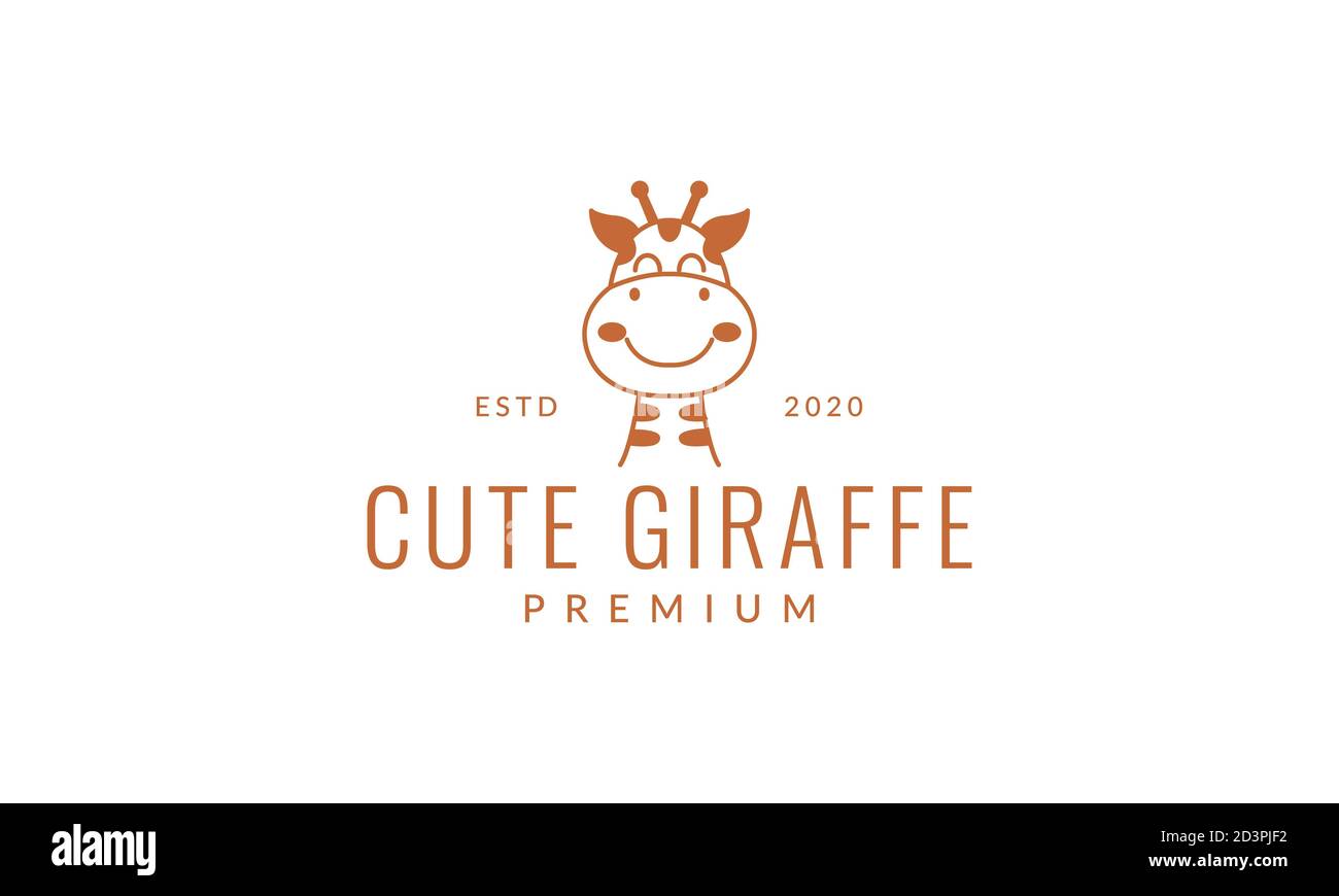 Girafe Bebe Sourire Ligne De Tete Mignon Dessin Anime Logo Illustration Vectorielle Image Vectorielle Stock Alamy