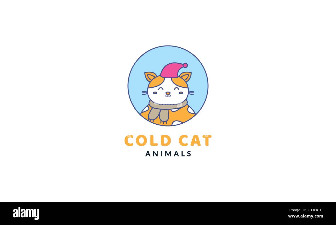 Chat Ou Chaton Ou Chaton Froid Sourire Mignon Logo De Dessin Anime Illustration Vectorielle Image Vectorielle Stock Alamy