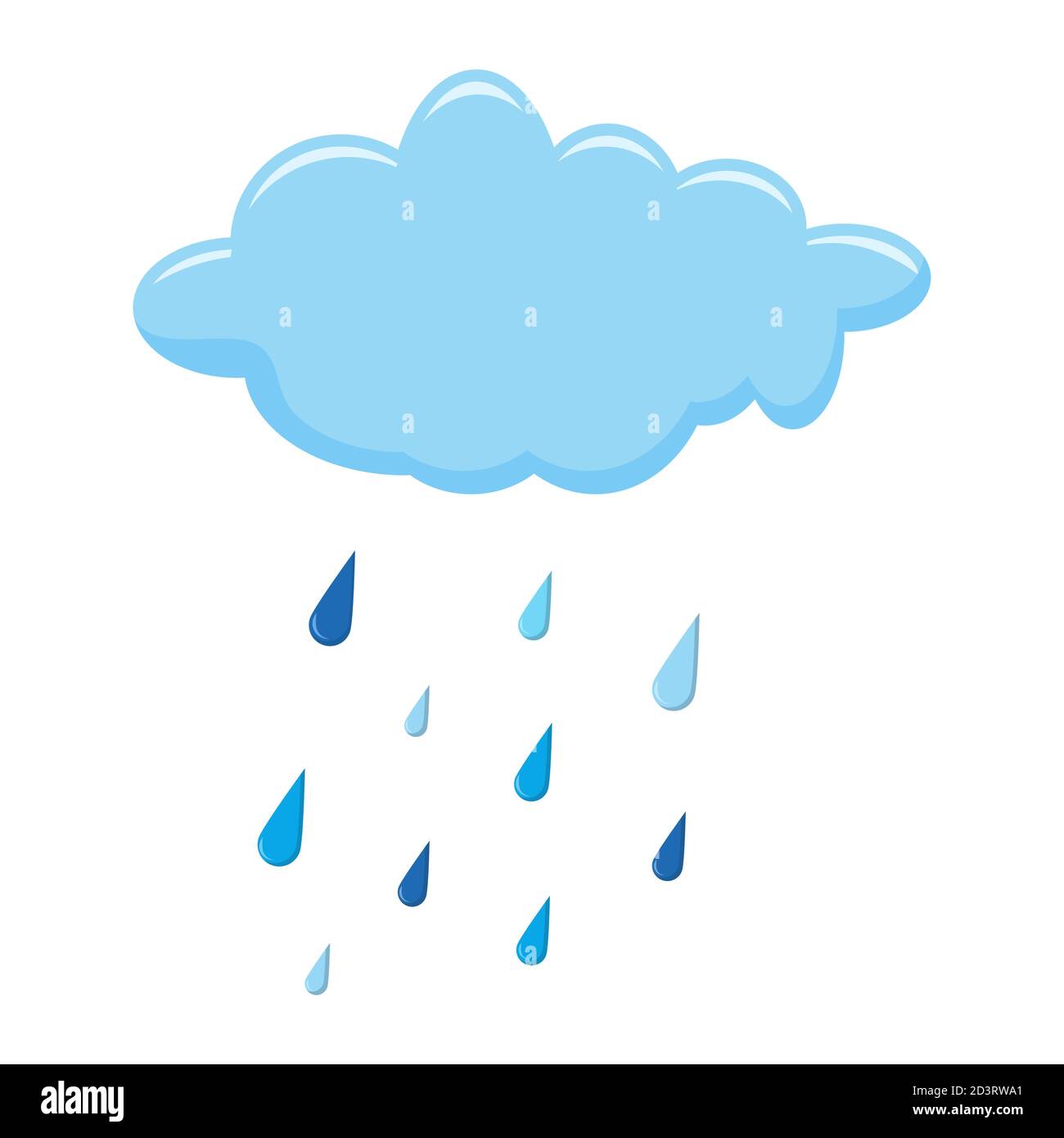 Nuage et pluie isolés sur l'illustration blanche. Caricature automnale de la goutte d'eau. Gouttes de pluie et cumulus sur fond blanc. Clipart de la prévision gra Illustration de Vecteur