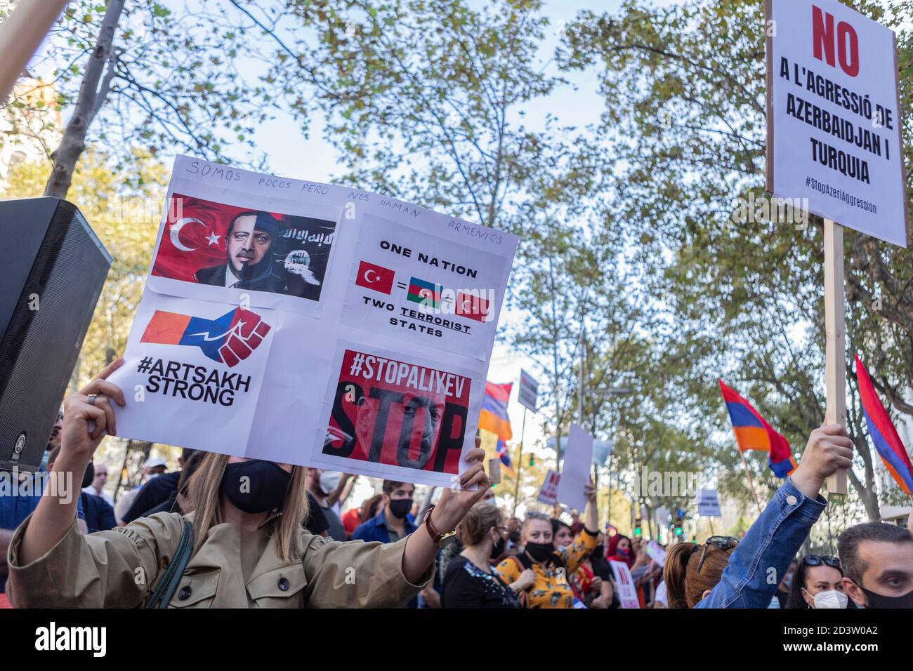 ARTSAKH concentration contre la guerre, Barcelone 30/9/2020 Banque D'Images