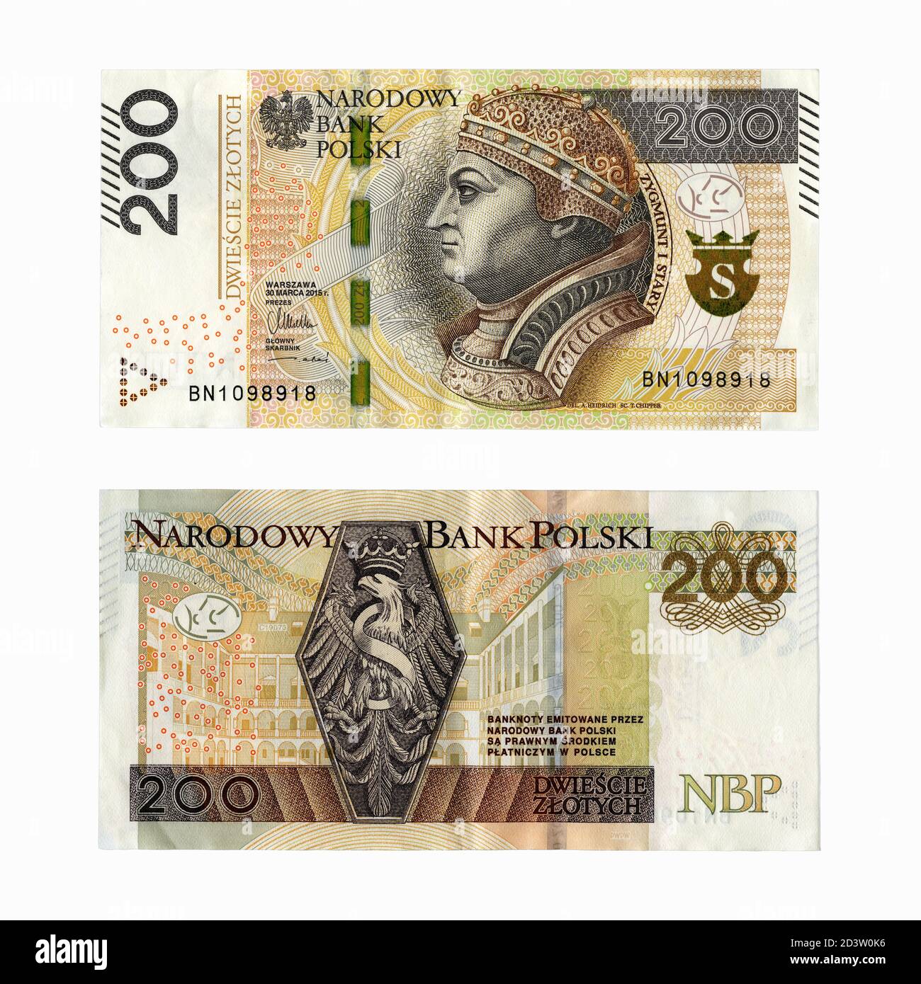 200 Norwegian zlotys banknote obverse et vue inversée. Banque D'Images