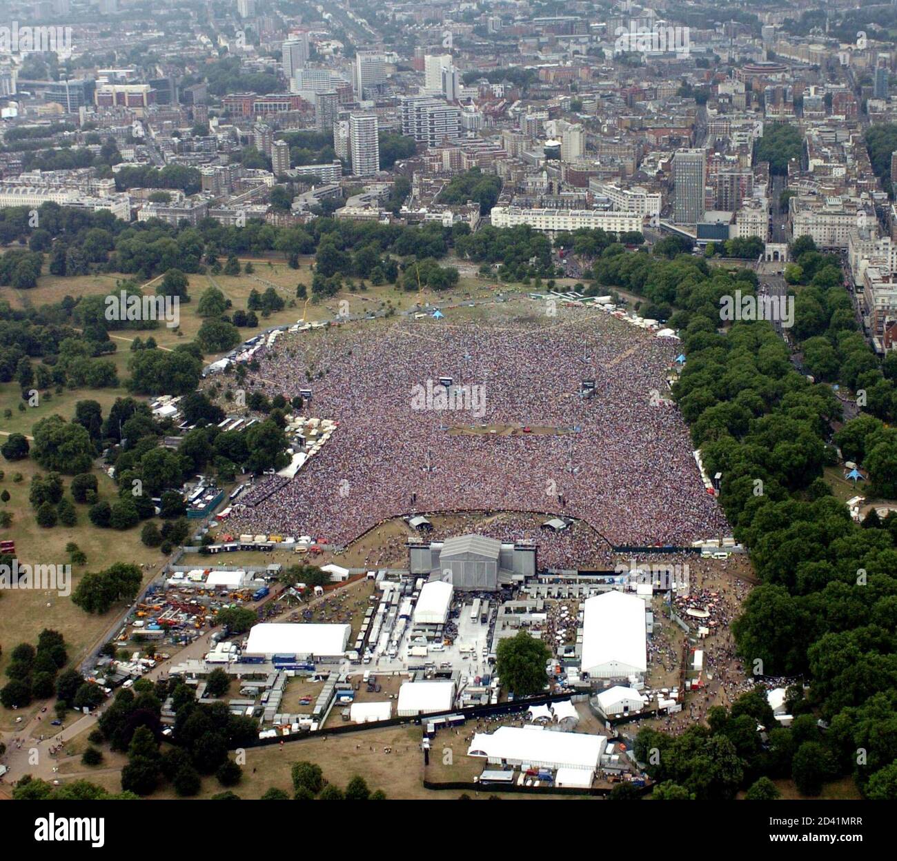 An Aerial View Shows Crowds Attending The Live 8 Concert In Hyde Park In London July 2 05 A Galaxy Of Rock And Roll Stars Will Grace Stages Across The Globe On
