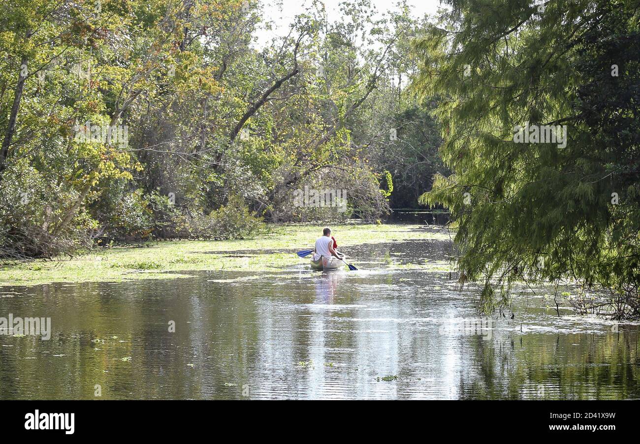 FRUITLAND PARK, FLORIDE, ÉTATS-UNIS - 22 octobre 2018 : le canoë-kayak est une activité offerte aux visiteurs du parc national du lac Griffin de Floride. Banque D'Images