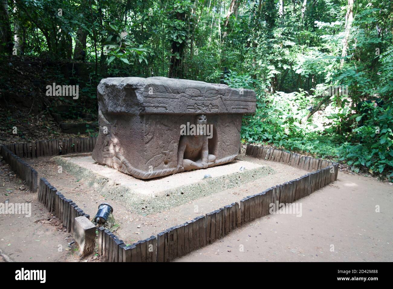 L'autel triomphal Olmec, Musée archéologique d'Olmec, la Venta Park.Villahermosa, Tabasco, Mexique. Banque D'Images