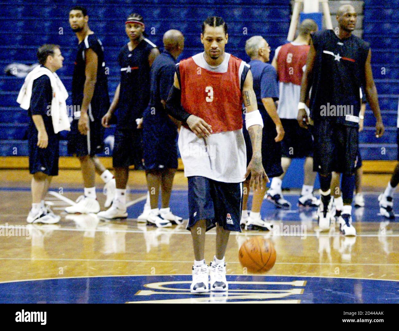 USA Olympic Men's Basketball Team member Iverson breaks away during  practice at the University of North Florida. USA Olympic Men's Basketball  player Allen Iverson from the Philadelphia 76ers breaks away during the