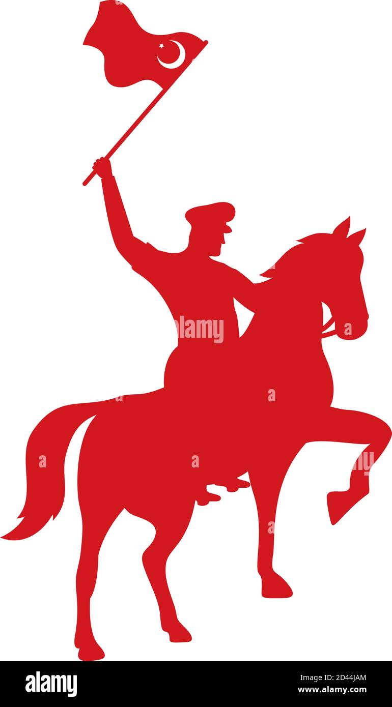 armée turque à cheval avec motif vectoriel drapeau turc Illustration de Vecteur