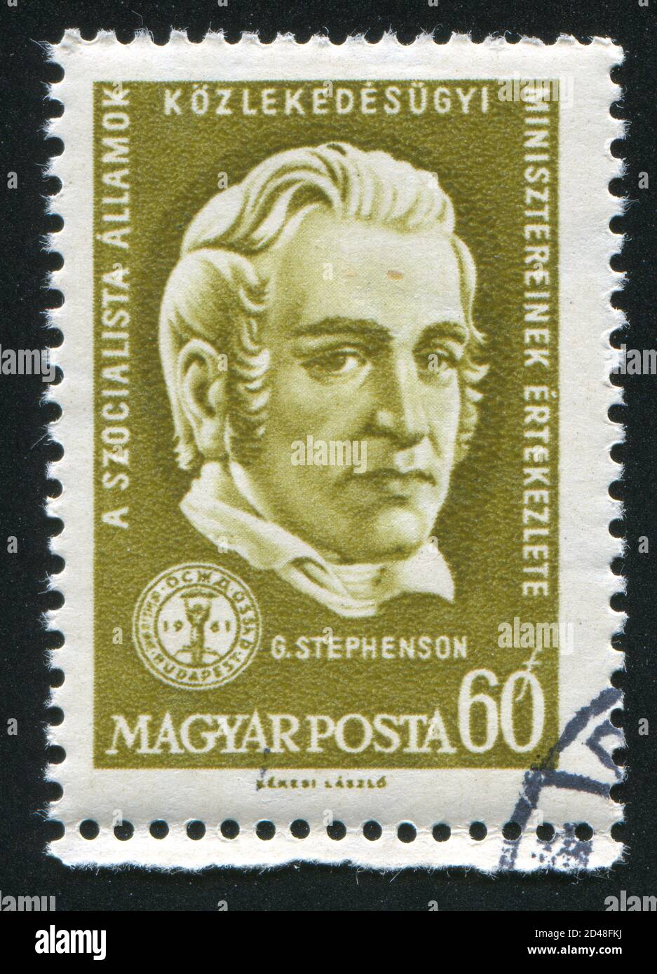 HONGRIE - VERS 1961: Timbre imprimé par la Hongrie, montre George Stephenson, vers 1961 Banque D'Images