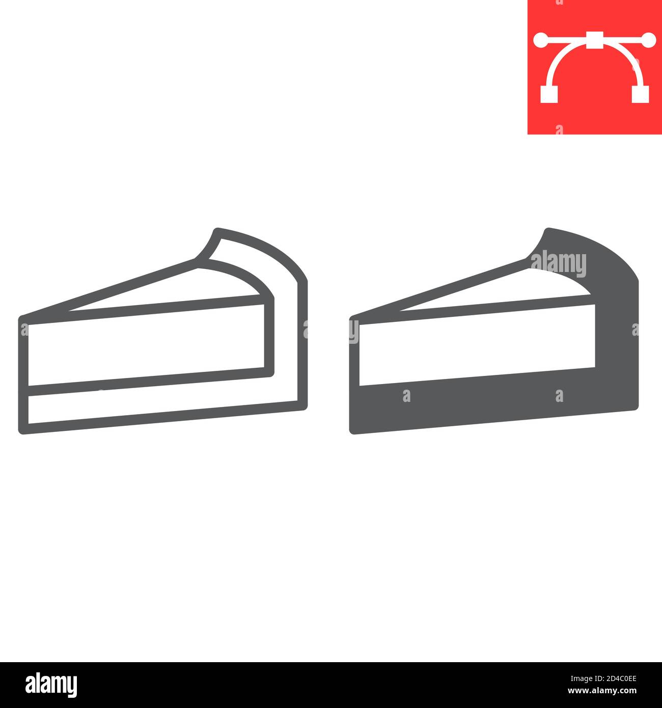 Ligne de cheesecake et icône de glyphe, dessert et gâteau, morceau de graphique vectoriel de signe de cheesecake, icône linéaire de trait modifiable, eps 10. Illustration de Vecteur