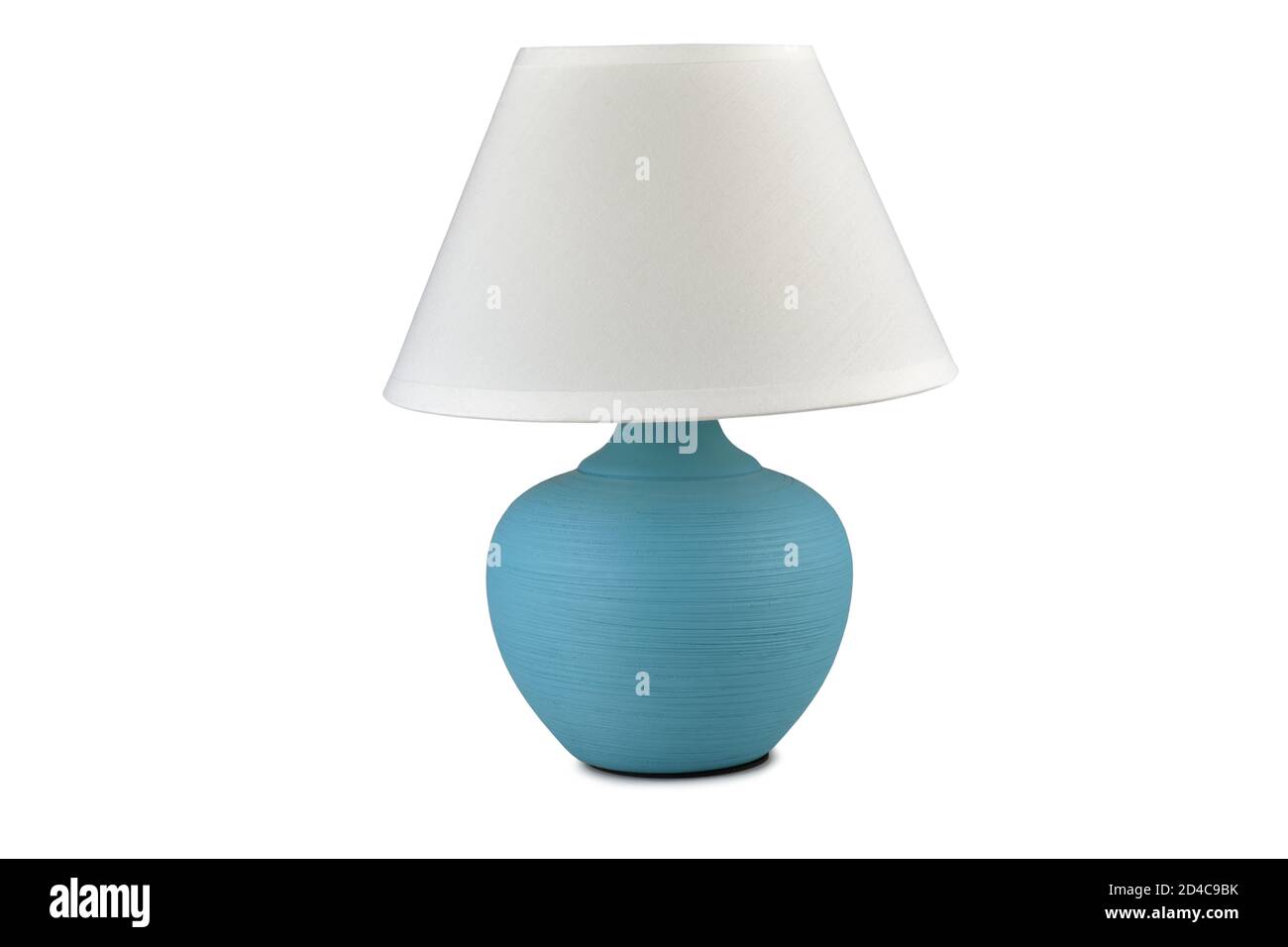 lampe de table en céramique bleue et blanche isolée sur fond blanc Banque D'Images