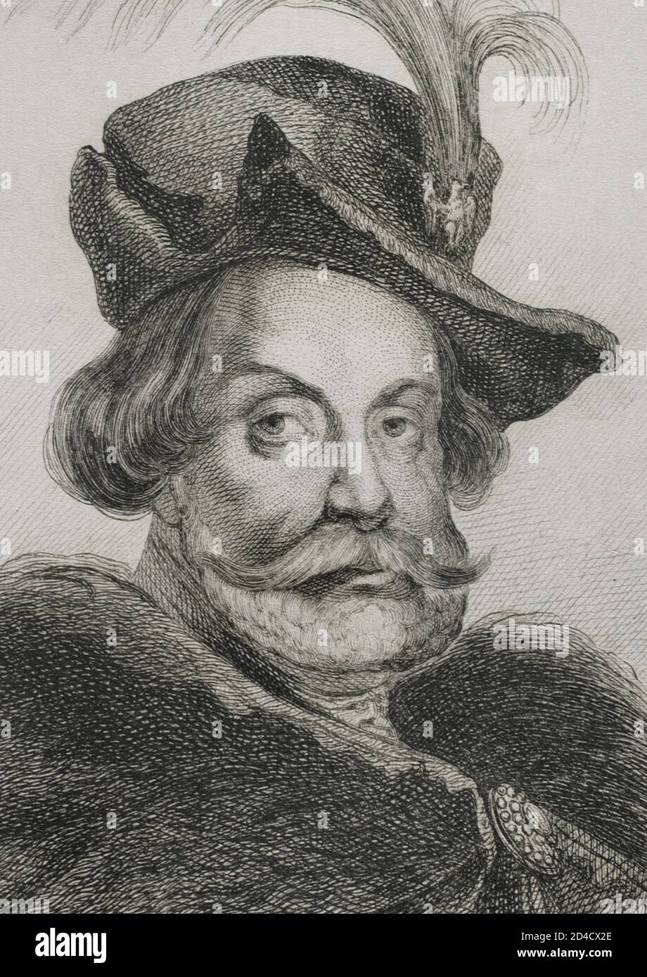 Wladyslaw IV Vasa (1595-1648). Roi de Pologne (1632-1648). Grand-duc de Lituanie et roi titulaire de Suède. Il était le fils aîné de Sigismund III Vasa et d'Anna Habsbourg d'Autriche. Portrait. Gravure par Lemaitre, Vernier et Massard. Histoire de la Pologne, par Charles Foster. Panorama universel, 1840. Banque D'Images