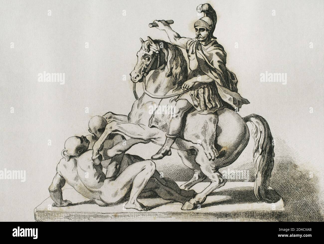 John III Sobieski (1629-1696). Roi de Pologne et grand-duc de Lituanie (1674-1696). Statue dédiée au héros polonais dans le parc Lazienki, Varsovie. Gravure par Lemaitre, Vernier et Lafon. Histoire de la Pologne, par Charles Foster. Panorama universel, 1840. Banque D'Images