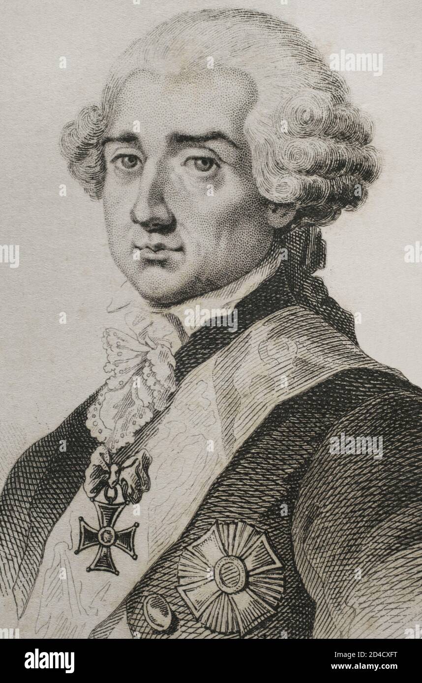 Stanislaw II Augustus (1732-1798). Roi de Pologne et grand-duc de Lituanie (1764-1795). Il était le dernier monarque du Commonwealth polonais-lituanien. Portrait. Gravure par Lemaitre, Vernier et Millot. Histoire de la Pologne, par Charles Foster. Panorama universel, 1840. Banque D'Images