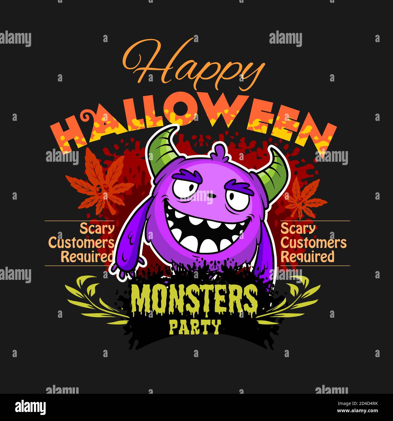 Halloween - couleur Monster, drôle de visage - couleur affiche vecteur illustration de stock Illustration de Vecteur