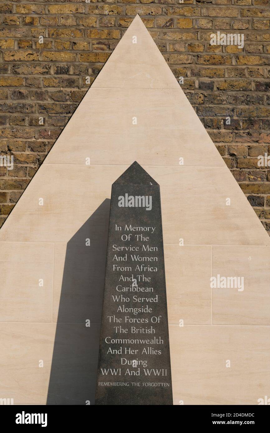 Le Mémorial de la guerre d'Afrique à Windrush Square le 16 septembre 2020 à Brixton, au Royaume-Uni. Photo de Sam Mellish Banque D'Images