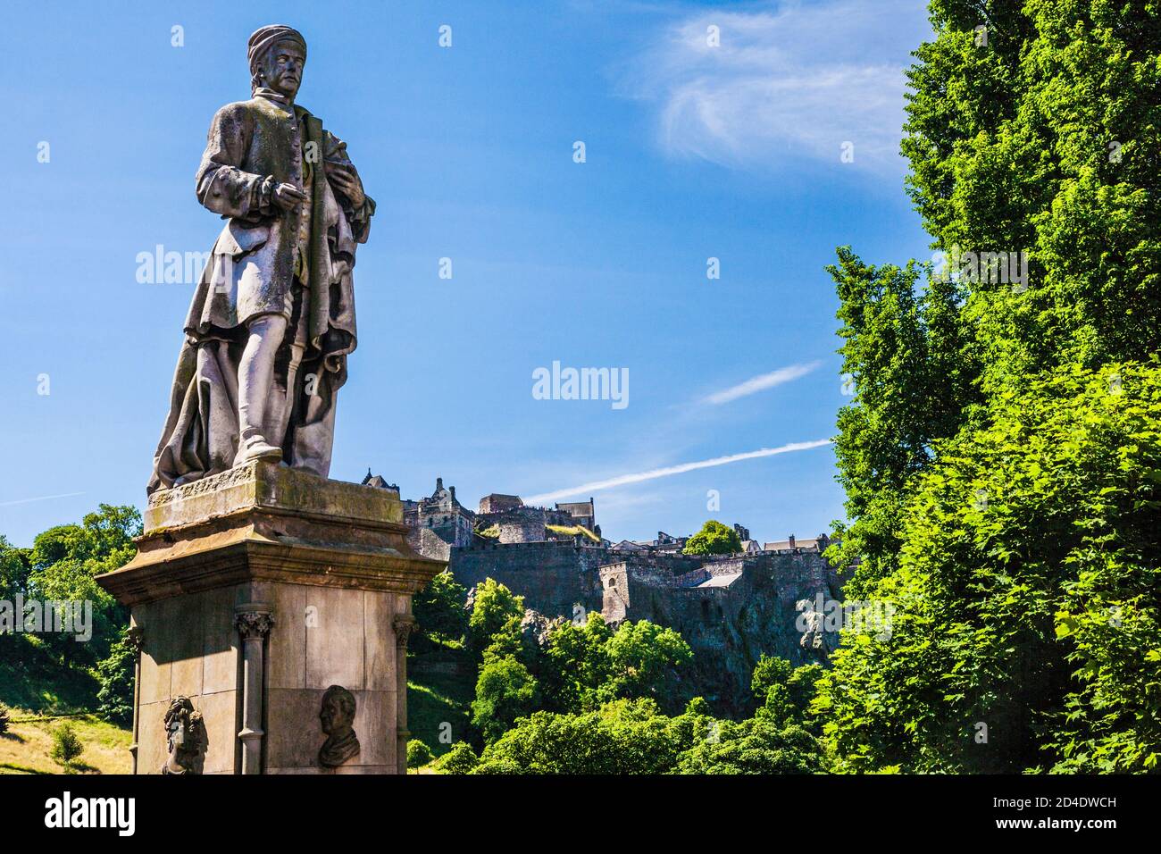 La statue du poète et dramaturge écossais Allan Ramsay, à Édimbourg. Banque D'Images