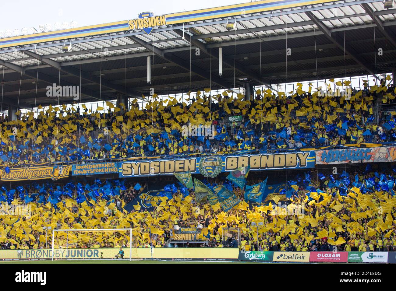 Brondby, Danemark. 1er août 2019. Les fans de football de Brondby SI vus pendant le match de qualification de l'UEFA Europa League entre Brondby IF et Lechia Gdansk à Brondby Stadion, (photo: Gonzales photo - Thomas Rasmussen). Banque D'Images