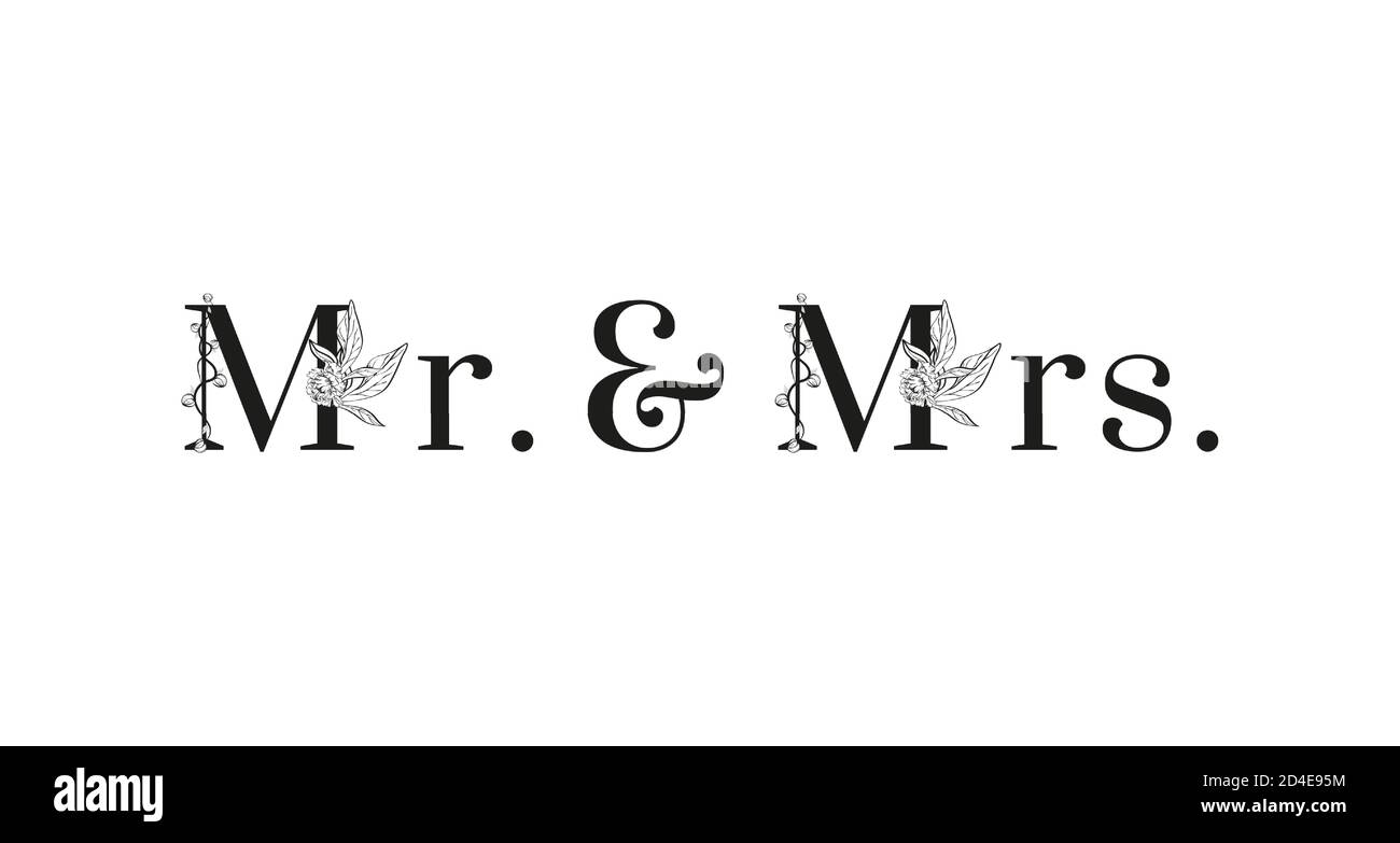 Lettrage de M. et Mme Inscription pour mariage Illustration de Vecteur