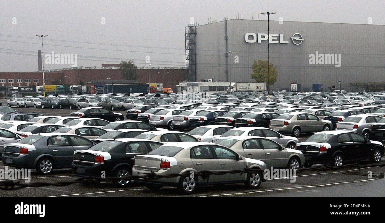 Manufactured cars waiting for delivery at a plant of General Motors' German  unit Adam Opel AG in Ruesselsheim. Manufactured cars waiting for delivery  at a plant of General Motors' German unit Adam
