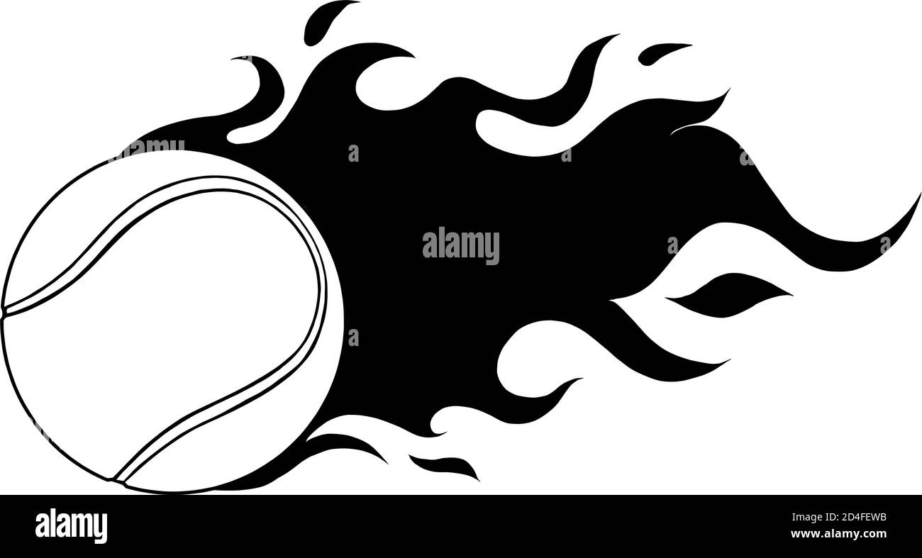 illustration d'une balle de tennis très rendue, isolée en noir et blanc Illustration de Vecteur
