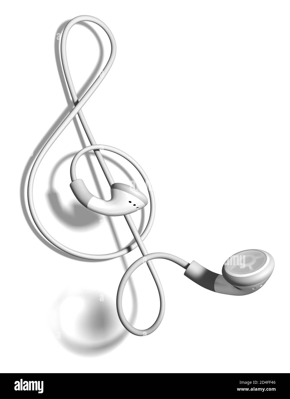 Écouteurs, écouteurs-boutons en forme de pince d'aigus, fond blanc gros plan, isolé. Musique Banque D'Images