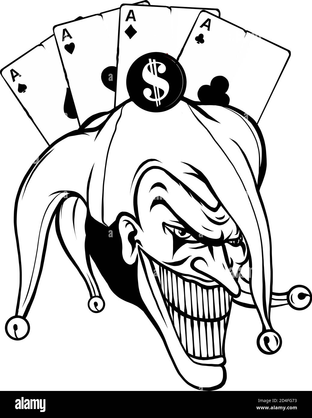 Illustration de la fantaisie vectorielle d'un vampire zombie joker portant un chapeau clown Illustration de Vecteur