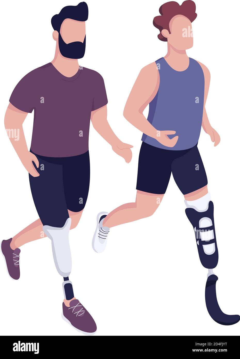 Les sportifs handicapés font la course avec un vecteur couleur plat sans visage Illustration de Vecteur