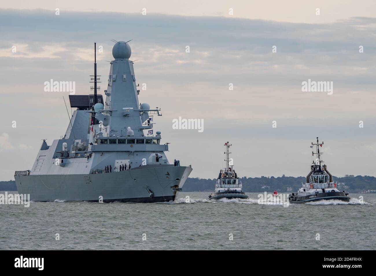Le destroyer de la Royal Navy HMS Diamond (D34) est retourné à Portsmouth (Royaume-Uni) le 8/10/2020, après son intégration au groupe de grève Carrier du Royaume-Uni. Banque D'Images