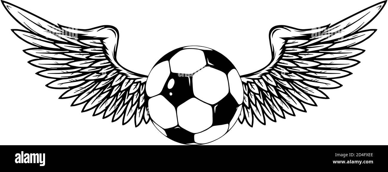 ballon de football vectoriel avec ailes isolées sur blanc Illustration de Vecteur