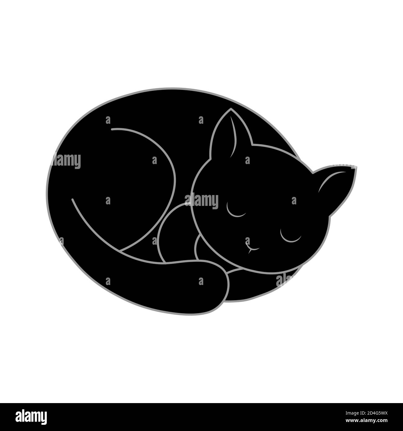 Illustration noire de chat à vecteur de sommeil Illustration de Vecteur