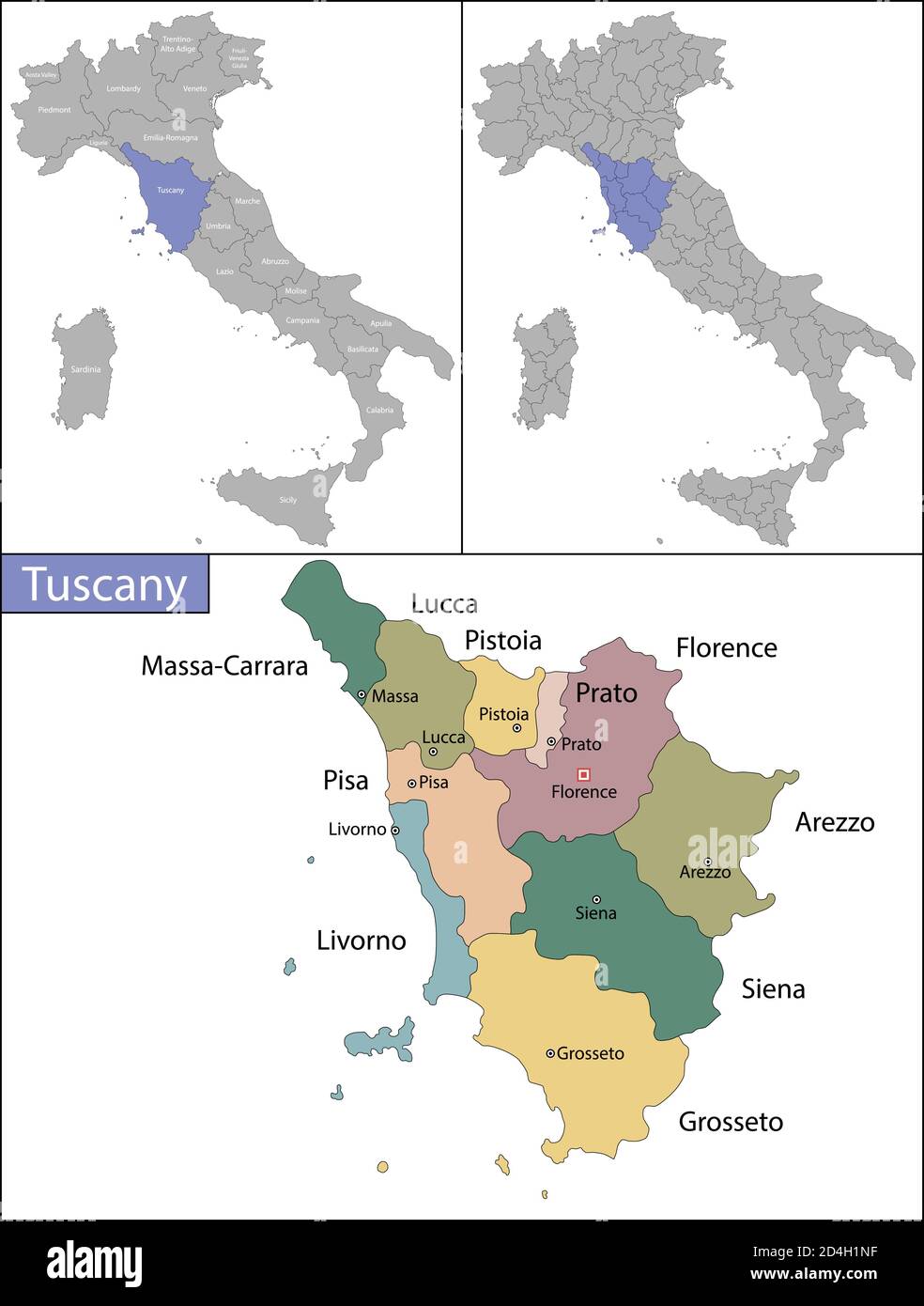 Illustration de la Toscane est une région dans le centre de l'Italie Illustration de Vecteur