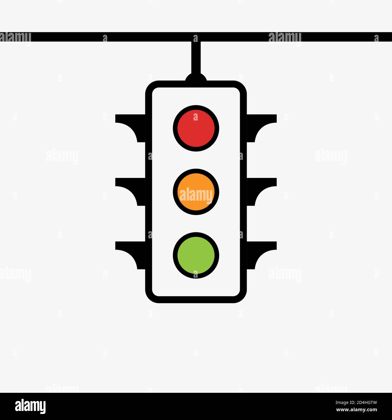Signal lumineux de contrôle de la circulation avec icône plate rouge, jaune et verte pour applications et sites Web Illustration de Vecteur