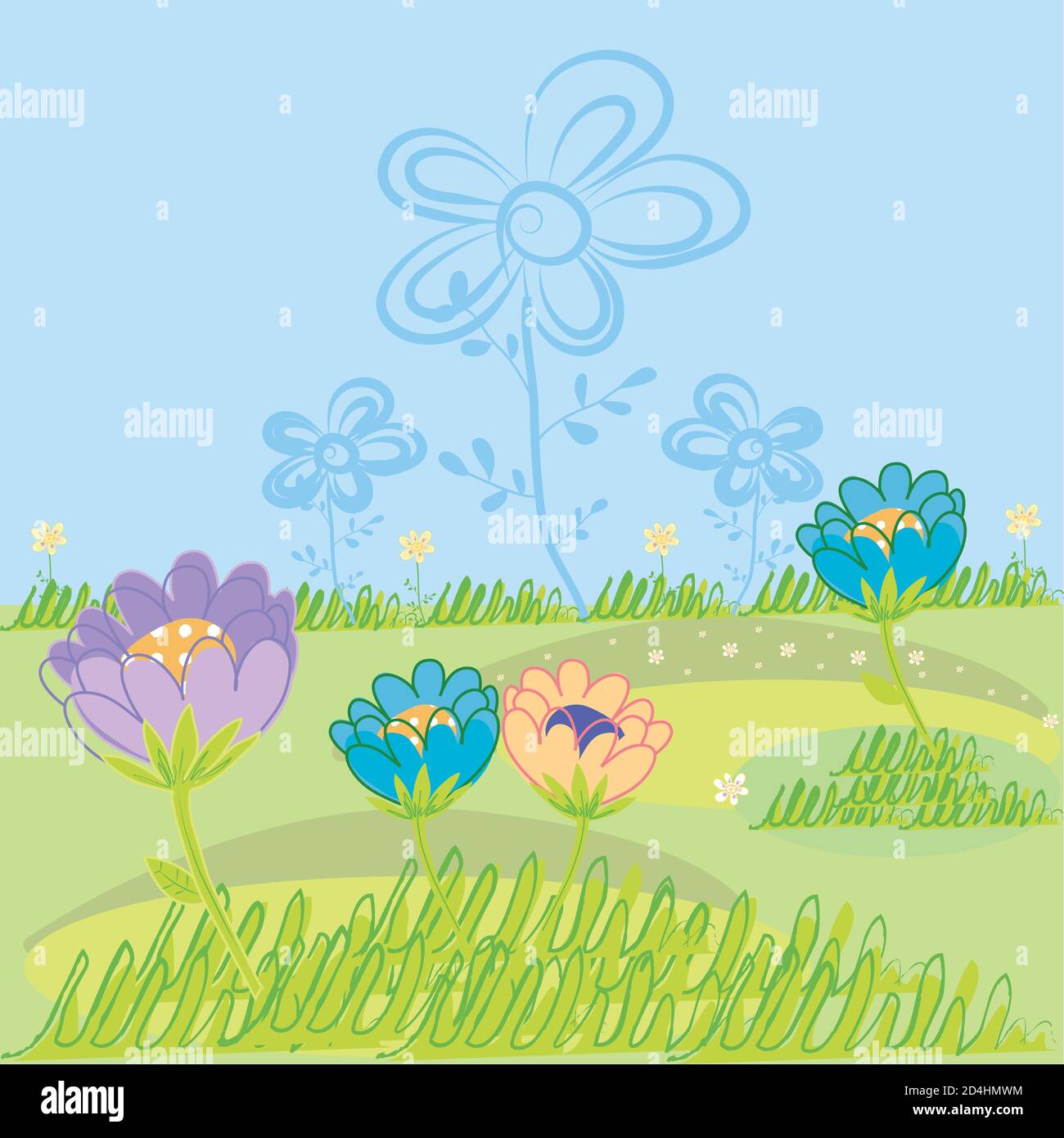 Jardin fleuri au printemps Illustration de Vecteur