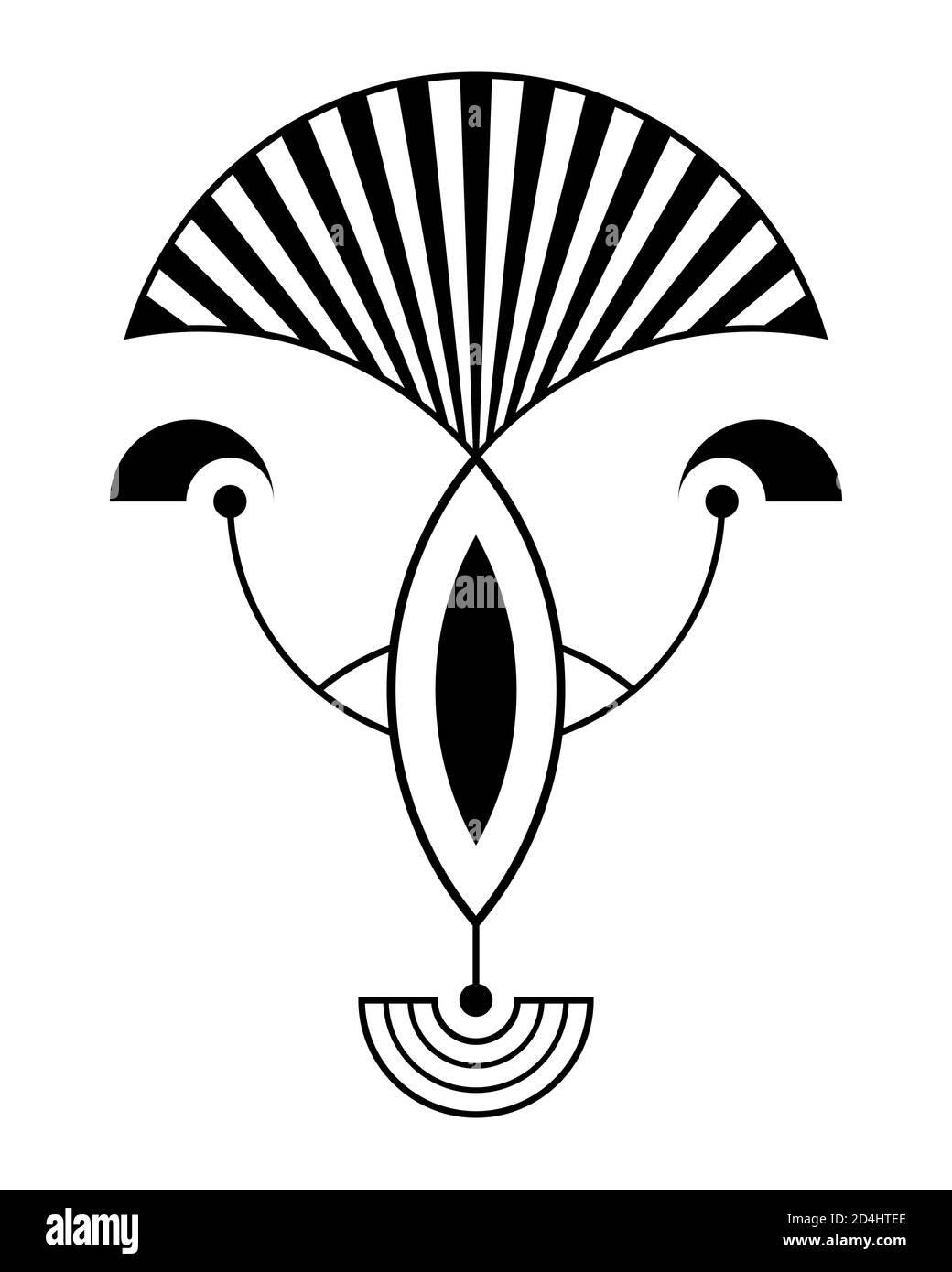 Symbole géométrique abstraite. La géométrie sacrée signe avec des formes géométriques. Isolé sur fond blanc. Formes linéaires noir. Logo linéaire. Illustration de Vecteur