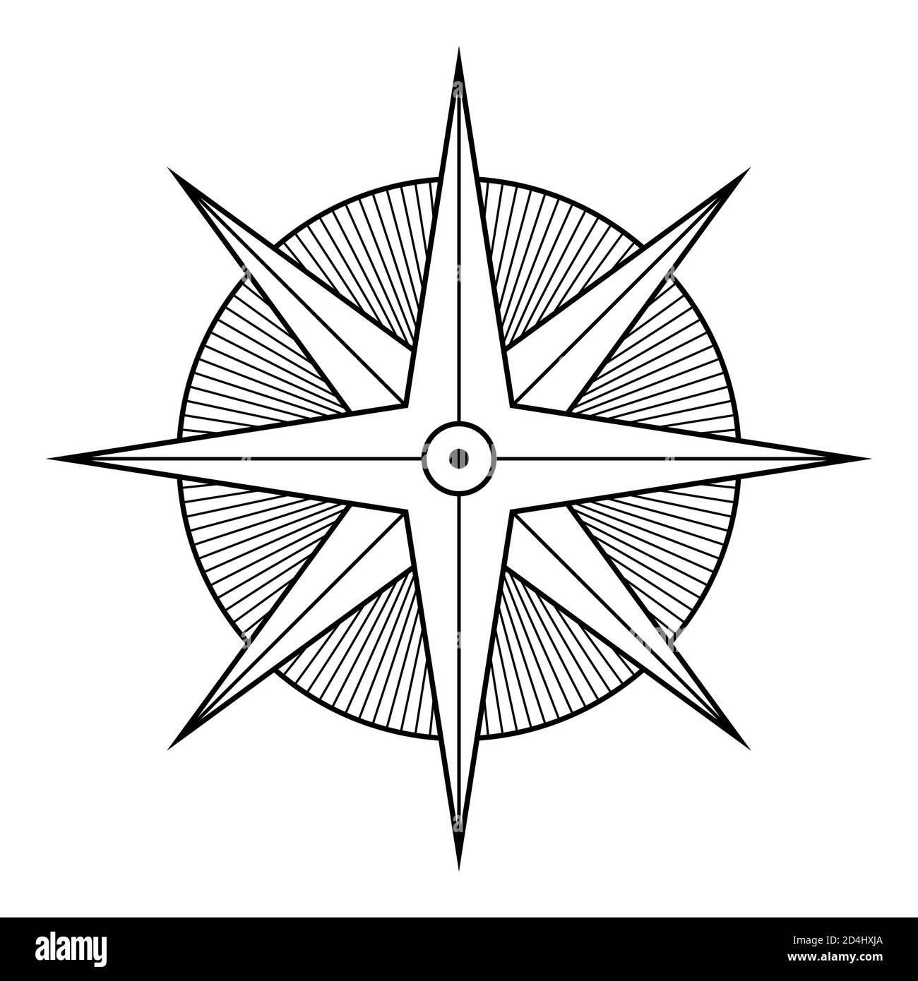 Symbole géométrique abstrait. Signe de géométrie avec des formes géométriques. Isolé sur fond blanc. Formes linéaires noires. Modèle de conception du logo Compass. Illustration de Vecteur