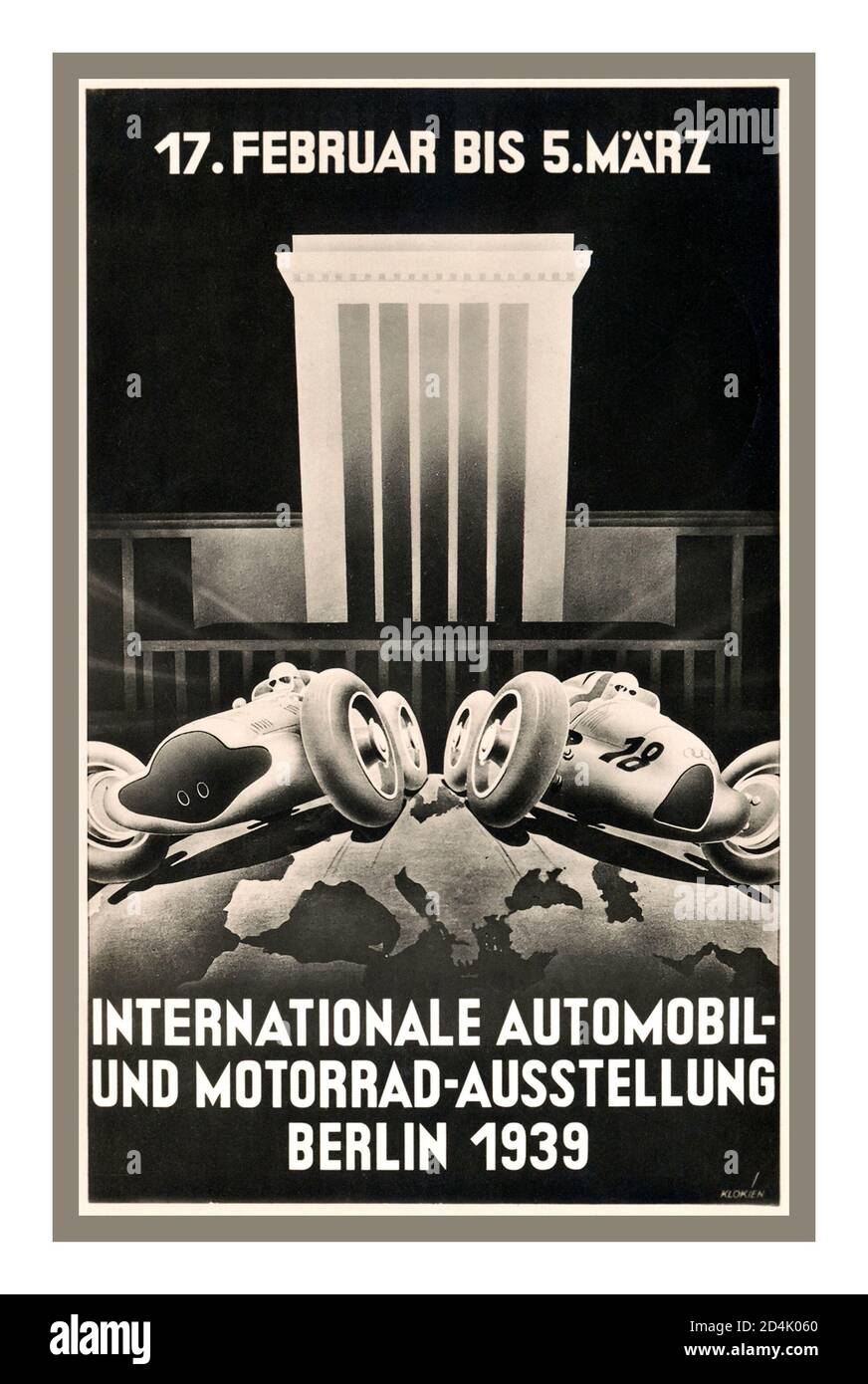 Vintage années 1930 voiture allemande et moto International automobile et moto Poste d'exposition Design graphique de style moderniste Berlin Allemagne 1939 17 Février au 5 mars Banque D'Images