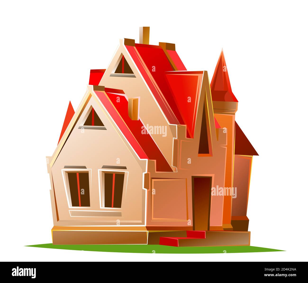 Maison De Dessin Anime Chalet Confortable Avec Un Toit Rouge Objet Vectoriel Isole Sur Fond Blanc Beau Batiment Village Rural Banlieue Conte De Fees Mignon Ca Photo Stock Alamy