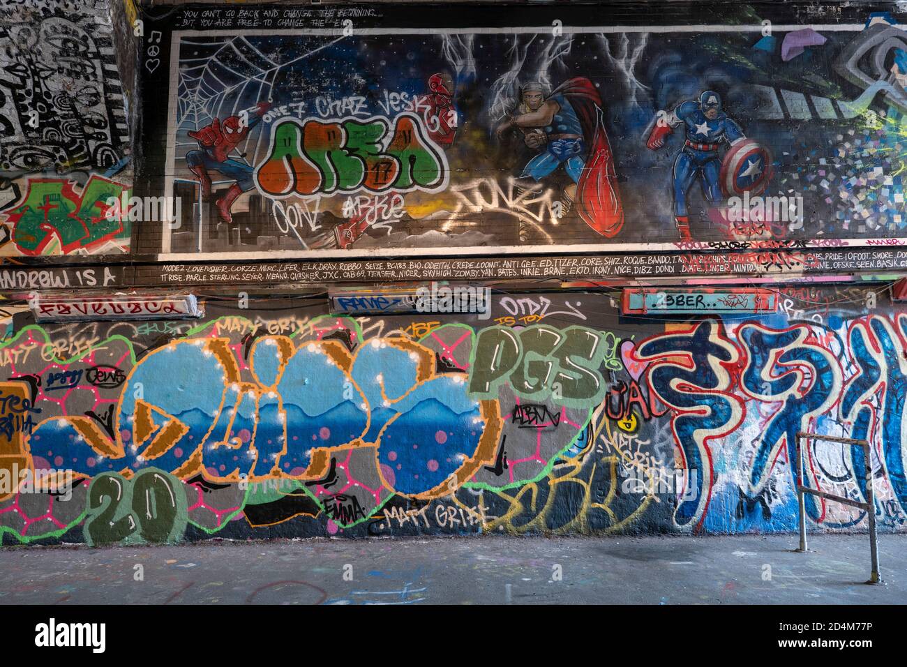 Graffitis le long de Leake Street le 14 septembre 2020 sur la rive sud au Royaume-Uni. Photo de Sam Mellish Banque D'Images